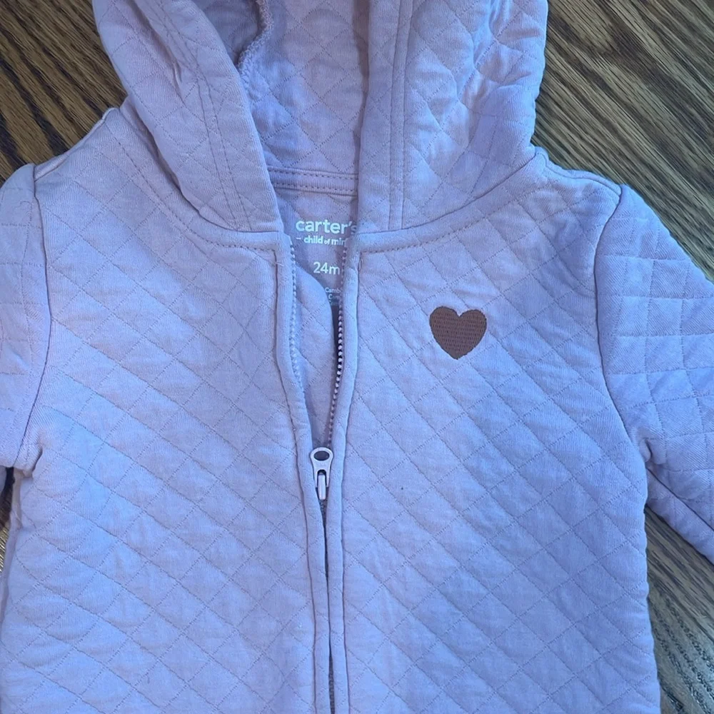 Baby Girl Quilted Hooded One Piece Suit. Size 24 Months. Excellent to Like New.